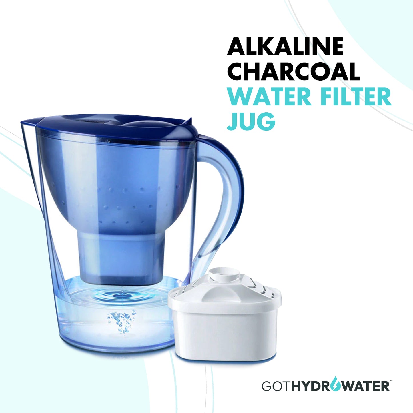 GotHydroWater ™ Alkalischer Wasserfilterkrug mit Aktivkohle